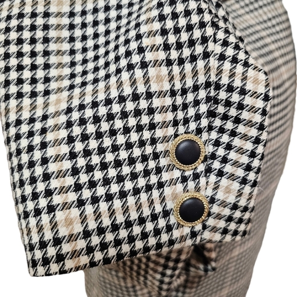 Weinberg Paris Houndstooth Tartan Plaid Single Button Short Blazer Size Medium - Picture 10 of 12